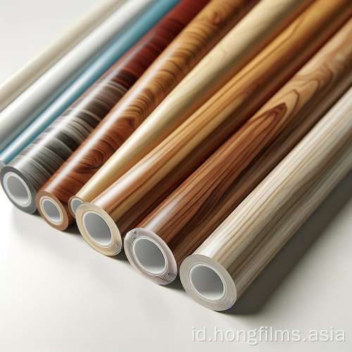 Film PVC dekoratif dengan biji -bijian kayu